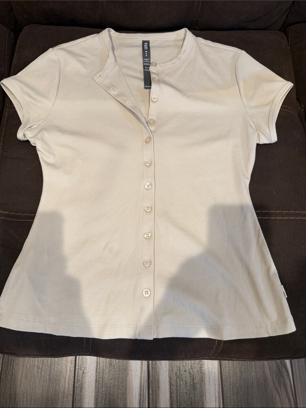 Ivoire soft cream short -sleeve botton-front